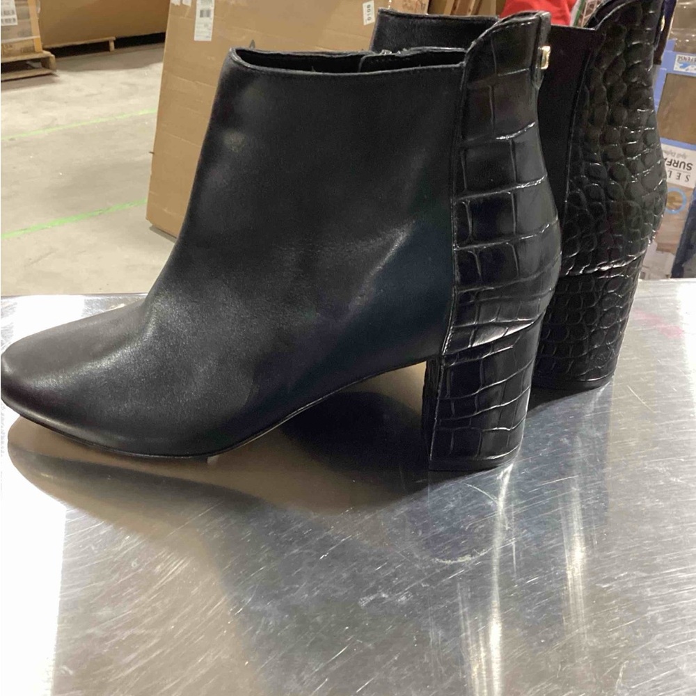 Cole Haan Black Ankle Boots with Croc-Embossed Heel